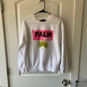 Alla Berman Women's Sweater Palm Springs Boyfriend Sweatshirt White sz S $198